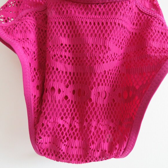 BECCA Purple Color Play Crochet Plunge One-Piece Swimsuit Magenta - Size XS - Picture 10 of 13